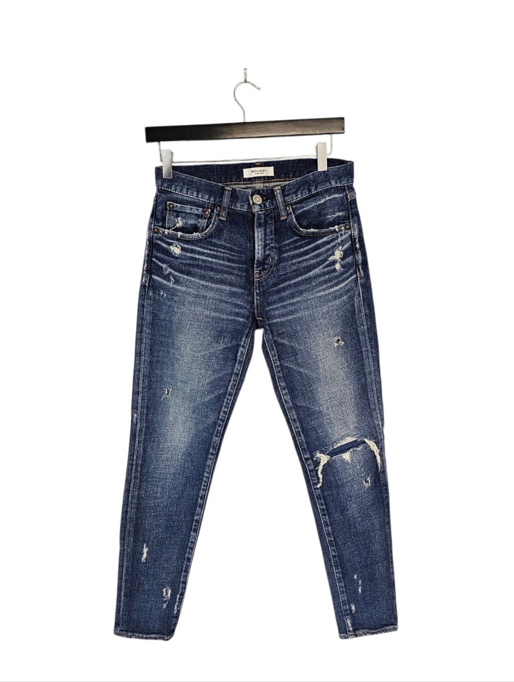 Moussy Vintage High Rise Skinny Ankle Distressed Y2K Dark Blue Jeans 25 Preowned